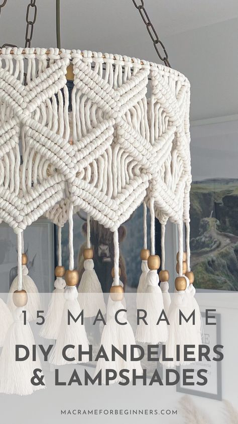 Macrame Chandelier Decorating With Macrame, Macrame Hanging Light, Macrame Wall Hanging Diy Pattern, Macrame Materials, Macrame Best Sellers, Types Of Macrame Knots, Macrame Light Fixture, Macrame Patterns Free, Macrame How To