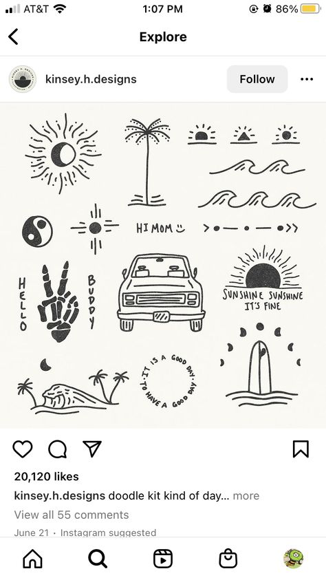 365 Tattoo, Summer Vibes Tattoo, Simple Beach Tattoo Men, Surf Flash Tattoo, Summer Flash Tattoo, Simple Surfing Tattoos, Tattoos Men, Small Tattoos For Guys, Tattoos Ideas