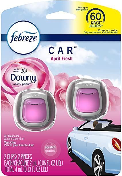 Eliminates car odors trapped in your car's fabric and air vents Easy to activate: push the vent clip until you hear it click in Cleans away car odors for 30 days to keep your carpool smelling car cool Adjust the scent intensity your way from low to high Enjoy the cozy, just-out-of-the-dryer scent of Downy April fresh Downy April Fresh, Car Clips, Car Fabric, Car Air Freshener, Automotive Tools, Air Freshener, A Table, Lunch Box, Tools