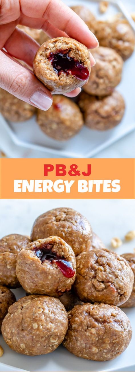 Pb&j Energy Balls, Pb&j Bites, Energy Recipes, Snack Meals, Nutritional Recipes, Pb And J, Types Of Energy, Dessert Snacks, Dairy Allergy