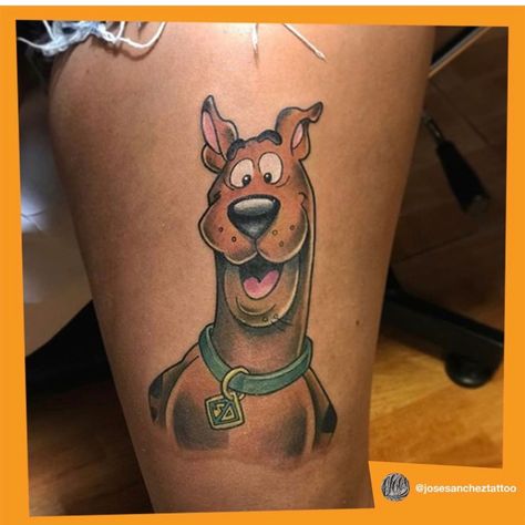 Cartoon Scooby Doo, Animation Tattoo, Scooby Doo Tattoo, Tattoo Cartoon, Scooby Doo Mystery Inc, Panda Tattoo, Dog Animation, Sweet Tattoos, Tattoo For Son