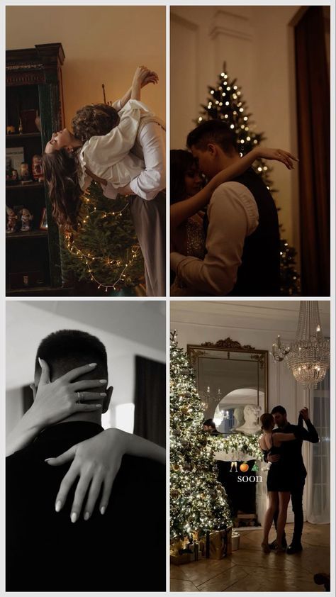 Couple Poses New Year, Vintage Christmas Photoshoot Couple, Christmas Photos Ideas For Couples, Boyfriend Christmas Photos, Intimate Christmas Photoshoot, Christmas Tree Pictures Couple, Diy Couples Christmas Photos, New Year Photoshoot Couple, New Year Photoshoot Ideas Couple