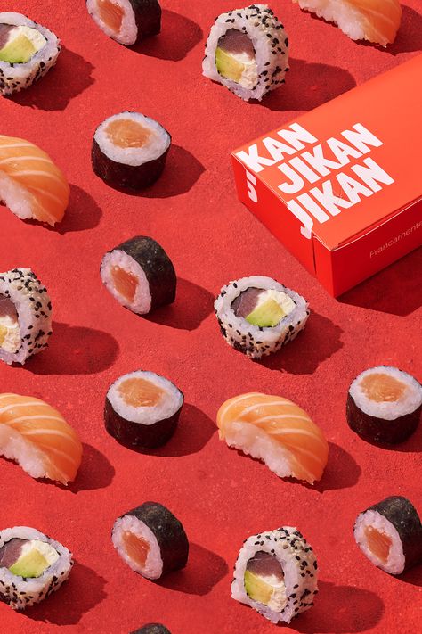 JIKAN SUSHI :: Behance Sushi Restaurant Aesthetic Instagram, Sushi Product Photography, Food Photography Sushi, Sushi Food Photography, Sushi Photoshoot, Sushi Branding, Sushi Photography, Christmas Food Photography, Sushi Co