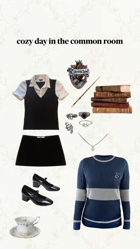 #harrypotter #ravenclaw Ravenclaw Personality, Ravenclaw Outfit Aesthetic, Harry Potter Ravenclaw Outfits, Ravenclaw Uniform, Ravenclaw Outfit, Hogwarts Outfits, Harry Potter Girl, Ravenclaw Aesthetic, Mood Clothes