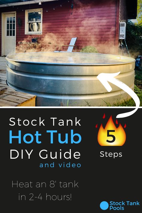 Stock Tub Hot Tub, Outside Hot Tub Ideas Diy, Stock Pool Hot Tub, Stalk Tank Hot Tub, Diy Pool And Hot Tub, Diy Hot Tub Stock Tank, Hot Tub Out Of Stock Tank, Trough Hot Tub Diy, Heated Stock Tank Hot Tub