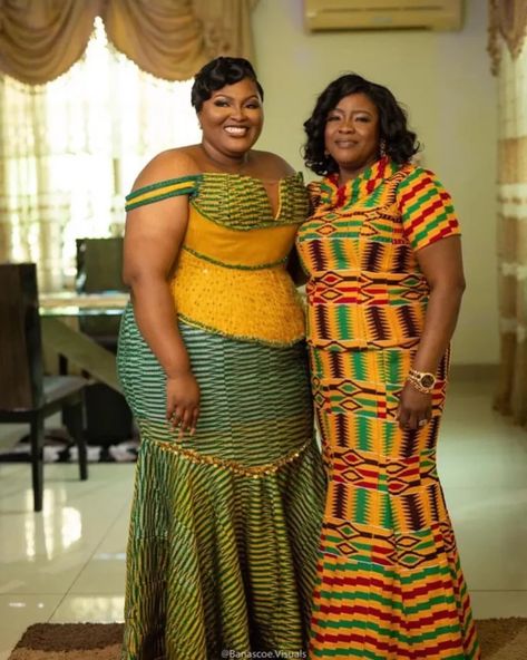 Bride Kente Styles, Mother Of The Bride Kente Styles, Kente Styles For Wedding Guest, Kente Styles Ghana Women, Kente Styles For Older Women, Ghana Kente Styles, Brocade Asoebi, Brocade Asoebi Styles, Styles For Wedding Guest