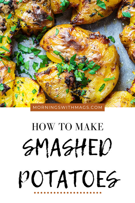 Smashed Potatoes Smashed Oven Roasted Potatoes, Roasted Potatoes Smashed, Smashed Red Potatoes Baked, Roasted Smashed Potatoes In Oven, Smash Potatoes Recipe, Smashed Roasted Potatoes, Red Potatoes Oven, Smashed New Potatoes, Smashed Potatoes Baked