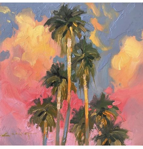 Chris Long, Tropical Painting, Palm Trees Painting, Florida Art, Arte Inspo, Tropical Art, Painting Art Projects, Art Business, Wood Panel