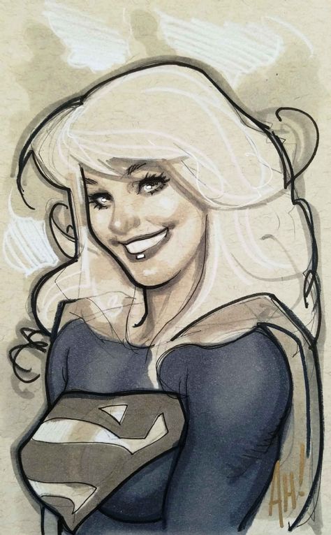 Supergirl - Adam Hughes Comic Art Adam Hughes Sketch, Adam Hughes Art, Coloring Reference, Dragon Punch, Supergirl Art, Sketch Board, Marker Coloring, Comic Artwork, Head Study