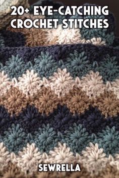 Crochet Borders For Blankets, Uncinetto Zig Zag, Crocheted Afghans, Crochet Stitches Diagram, Crochet Stitches For Blankets, Crochet Stitches Free, Start Knitting, Crochet Stitches For Beginners, Crochet Videos Tutorials