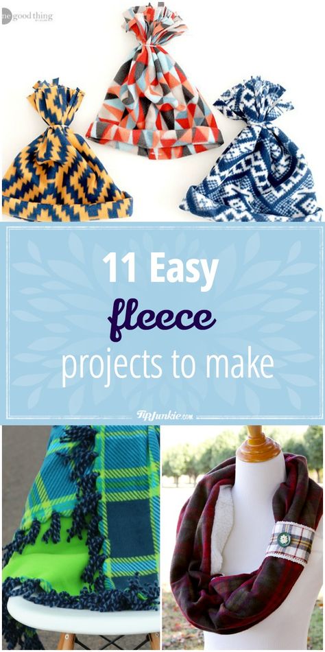 11 Easy Fleece Projects to Make Things To Make With Fleece, Flannel Crafts, Sew Hat, Boutique Table, Fleece Diy, Fleece Hat Pattern, Fleece Sewing Projects, Fleece Crafts, Fleece Projects