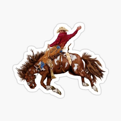 "Vintage bronc buster" sticker by rlnielsen4 | Redbubble #buckingbronco #cowboy #rodeo #wrangler #countrywestern #buffaloplaid #horse #pony #paintedpony #equine #bucking #wild #livestock #spotted #pinto #vintage #sticker Bucking Bronco, Rodeo Cowboys, Western Photography, Western Tattoos, Rodeo Cowboy, Vintage Cowboy, Painted Pony, Western Theme, Vintage Western