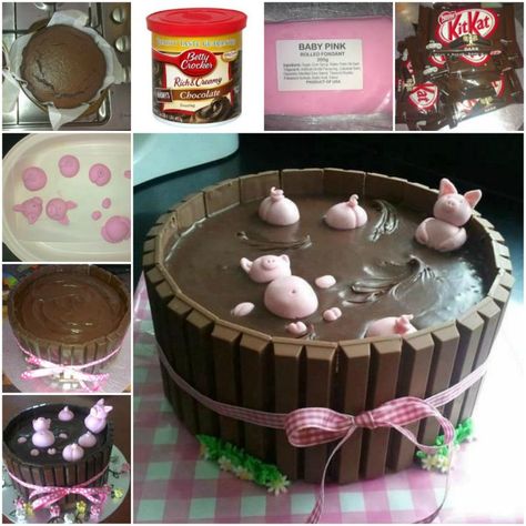 Pigs In Mud Cake, Piggy Cake, Mud Cake Recipes, Pig In Mud, Pear Cake, Happy Pig, Cake Mixes, Hazelnut Cake, Pig Cake