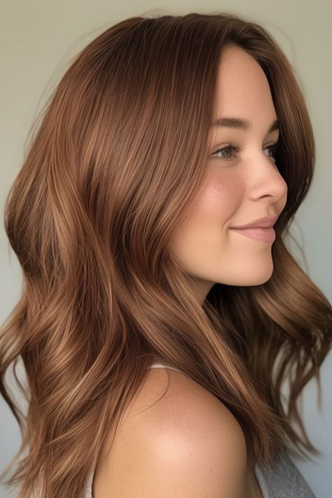 honey cinnamon hair color, autumn hair colour French Hair Color Trends, Light Cinnamon Hair Color, Cinnamon Colored Hair, Honey Cinnamon Hair, Autumn Palette Hair Color, Cool Toned Auburn Hair, Cinnamon Brunette Hair, Warm Honey Hair, Soft Auburn Hair Color