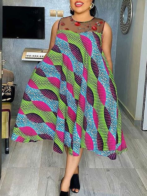 Midi Dres, Ankara Style, Sleeveless Midi Dress, Lace Patchwork, African Design Dresses, Latest African Fashion Dresses, African Dresses For Women, Midi Dress Summer, Women Midi