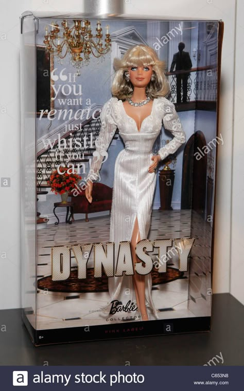 Mattel's Barbie doll as Linda Evans playing Krystle Carrington from the TV show DYNASTY inside for 2011 American International T Stock Photo Krystle Carrington, Carrington Dynasty, Charmed Costumes, Celebrity Barbie Dolls, Linda Evans, Barbie Dolls For Sale, Dress Barbie Doll, Michael Williams, Barbie Collector Dolls