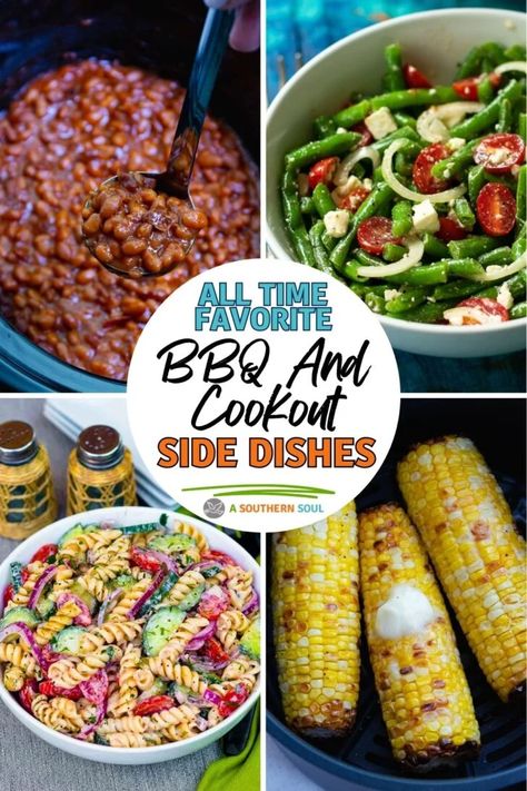 All-Time Favorite BBQ And Cookout Side Dishes American Sides Dishes, Salads For A Cookout, Crockpot Bbq Sides, Southern Barbecue Side Dishes, Healthy Side Dishes For Bbq Parties Summer Potluck, Cookout Side Dishes Black People, Cold Salads For Parties Summer, Bbq Side Dishes For A Crowd Barbecue, Bbq Party Food For A Crowd