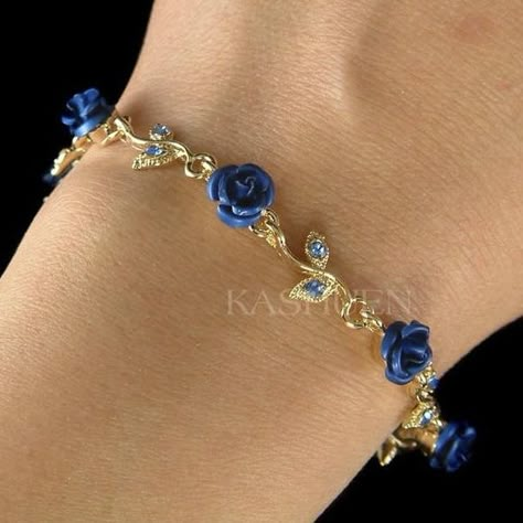 Blue Rose Jewelry, Blue Rose Necklace, Dragon Goddess, Blue Flower Bracelet, Royal Blue Bracelet, Blue Rose Dress, Royalty Dr, Blue Rose Flower, Dark Blue Flowers