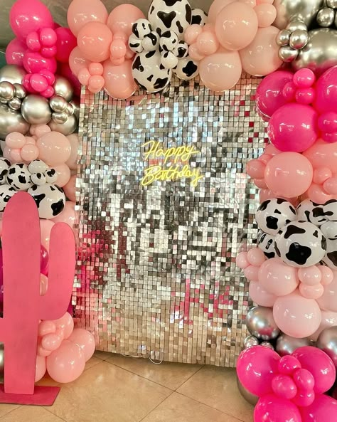 Cowgirl || Birthday || Party 🌵🪩 - #cowgirl #cactus #cactusdecor #ballooncowgirl #cowgirlballoons #cowgirldecoration #vaquerastyle #decoracionvaquera #cowgirlstyle #cowgirls #discoparty #discodecoration #decorationdisco #discoparty Sweet 16 Party Ideas Cow Theme, Disco Cowgirl Party Backdrop, Pink Cowgirl Birthday Party Aesthetic, Cowgirl Disco Backdrop, 21st Birthday Ideas Disco Cowgirl, Pink Cowgirl Party Backdrop, Cowgirl Themed Birthday Party, Cowgirl Birthday Party Ideas, Cowgirl Birthday Party Decorations