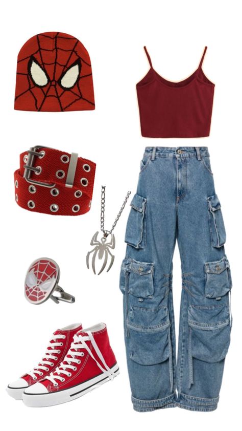 Spiderman Outfit, Denim Diy Clothes, Outfit Inspo Casual, Cute Preppy Outfits, Simple Trendy Outfits, Cute Everyday Outfits, Really Cute Outfits, Edgy Outfits, Clothes And Accessories