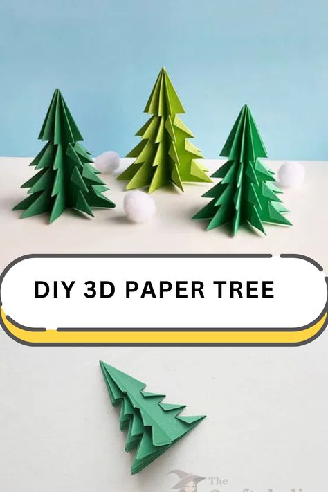 Learn how to craft a beautiful 3D paper Christmas tree with this easy tutorial! Perfect for creating table decor, mantle displays, or unique handmade gifts. A fun and budget-friendly way to bring holiday cheer to your home this season! 3d Paper Tree, 3d Paper Christmas Tree, Paper Tree Craft, Winter Tree Crafts, 3d Paper Snowflakes, Diy Paper Christmas Tree, Paper Trees, Unique Handmade Gifts, 3d Christmas Tree