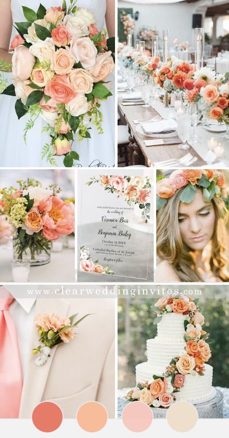 5 Great Blush and Orange Wedding Ideas to Get You Inspired – Clear Wedding Invites Peach Color Wedding Decoration, Pinks Oranges Wedding, Beach Wedding Peach Colors, Light Pink And Coral Wedding, Peach Summer Wedding Flowers, Wedding Themes Peach, Wedding Themes Bright Colors, Peach Themed Wedding Decor, Blush Orange Wedding