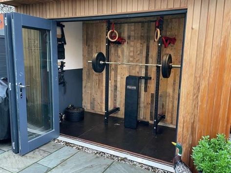 Small Shed Gym Ideas, Small Garden Gym, Shed Gym Ideas, Small Space Gym, Home Gym Shed, Small Home Gyms, Gym Shed, Garden Gym, Small Home Gym Ideas