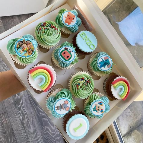 45 Cupcake Decorating Ideas For Every Occasion : Coco Melon Cupcakes Coco Melon Cupcakes, 60th Birthday Cupcakes, Cupcake Decorating Ideas, Coco Melon, Winter Cake, Beautiful Cupcakes, Braided Half Up, Cupcake Decorating, Colorful World