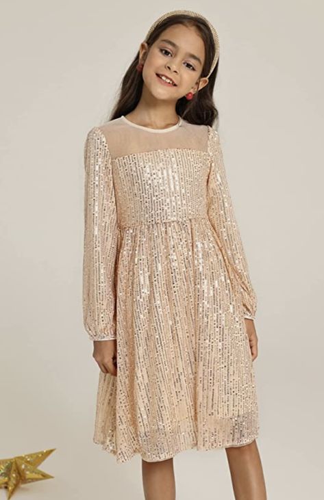 Prom Long Sleeve Dresses, Sequin Party Dress Long, Sequin Party Dress Long Sleeve, Girls Velvet Dress, Mesh Dresses, Rose Gold Sequin Dress, Girls Sequin Dress, Long Sleeve Sequin Dress, Sequin Party