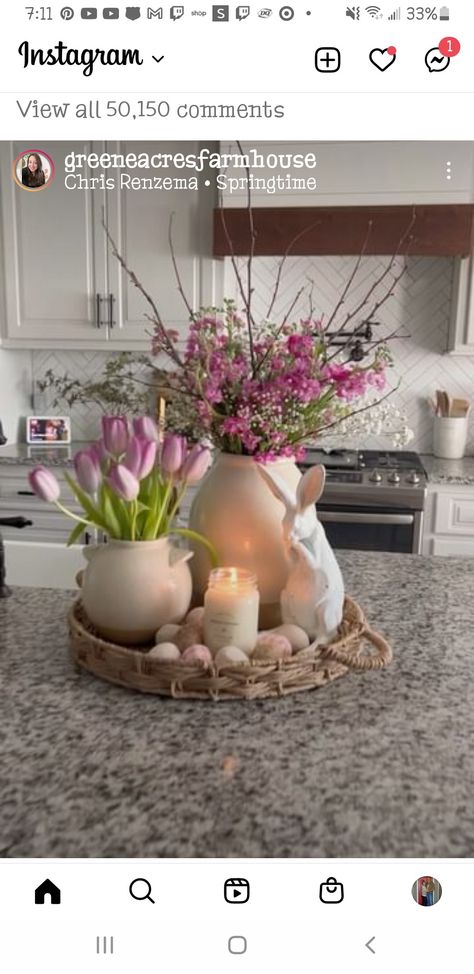 Spring Entryway Table Decor, Easter Island Centerpiece, Easter Couch Decor, Flocked Bunny Centerpiece, The Meaning Of Easter, Easter Peeps Centerpiece Vase, Easter Inspiration Decor, Spring Centerpieces, The Crown Of Thorns