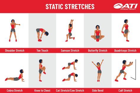 Stretch to Success in 2022: The Best Pre- and Post-Workout Stretches to Add to Your Routine | ATI Pre Workout Stretches, Workout Stretches, Full Body Stretching Routine, Post Workout Stretches, Static Stretching, Fitness Resolutions, Arm Stretches, Full Body Stretch, Cat Stretching