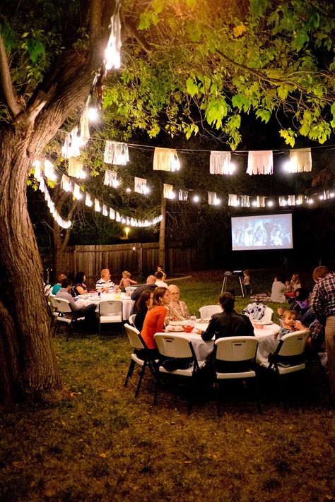 Birthday Outside Decorations Backyards, Outside Birthday Party Decorations Night, Outdoor Surprise Party Ideas, Night Backyard Party Ideas, Night Time Birthday Party Ideas, Outside Party Decorations Night, Backyard Birthday Ideas For Adults, Bonfire 30th Birthday Party, Fall Party Backyard