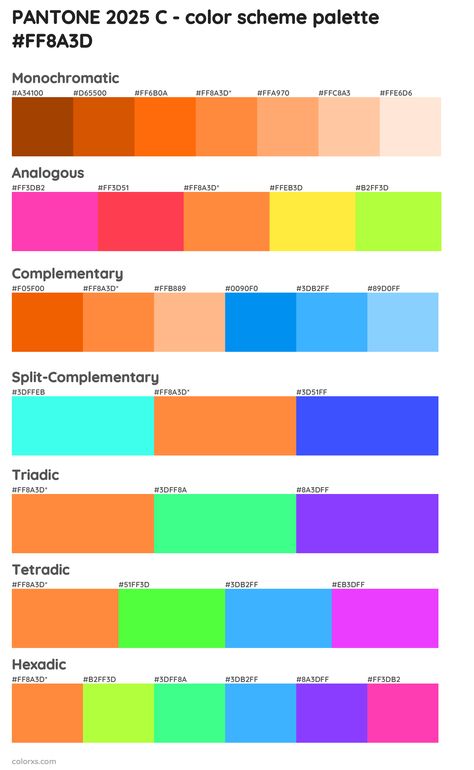 PANTONE 2025 C color palettes and color scheme combinations Interior Design Color Palette, Pantone Color Guide, Design Color Palette, Color Palette Interior Design, Color Generator, Analogous Color Scheme, Rgb Color Codes, Split Complementary Colors, Orange Color Schemes