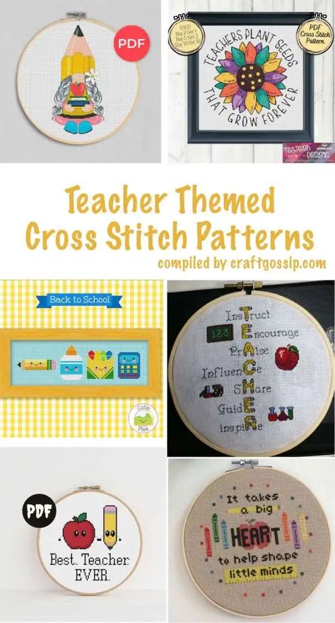 Teacher Cross Stitch Patterns for Back to School – Cross-Stitch Teacher Cross Stitch, Free Cross Stitch Designs, Candles Diy, Rainy Day Crafts, Kawaii School Supplies, School Pencils, New Teacher, Stitch Gift, Diy Candle