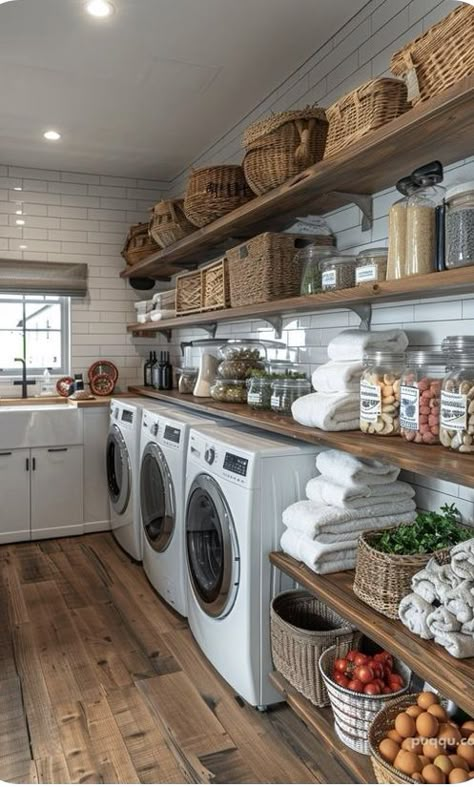 Pantry Laundry Room Combo, Pantry Laundry Room, Pantry Room, Pantry Laundry, Dream Laundry Room, Laundry Room Wallpaper, Laundry Room Flooring, Laundry Room Closet, Laundry Room Renovation