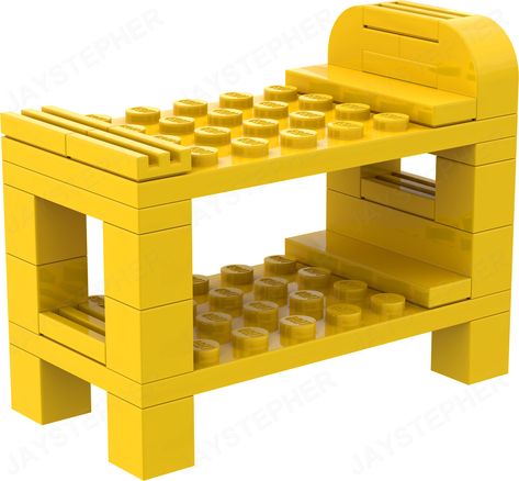 Easy Lego Furniture, Lego Bedroom Build, Lego Couch Instructions, Lego Nursery, Lego Bunk Bed, Lego Furniture Ideas, Lego Bed, Leggo Furniture, Bed Tutorial