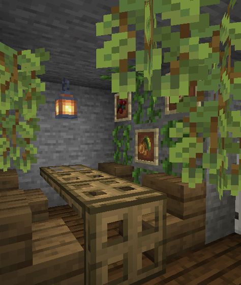 Dining Room In Minecraft, Minecraft Hole Ideas, Minecraft Hobbit Hole Interior Design, Cave Room Minecraft, Lush Cave Nether Portal Minecraft, Minecraft Dining Room Medieval, Minecraft Cave Room Ideas, Hobbit Hole Minecraft Interior, Minecraft Study Room