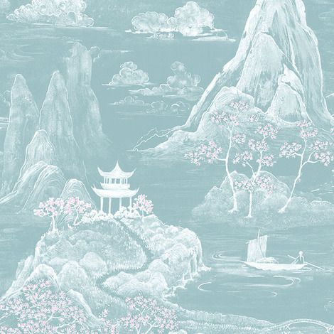 Graham & Brown Himitsu Wallpaper - 2Modern Calming Color Palette, Grandma Cottage, Landscapes Beautiful, Toile Wallpaper, Graham Brown, Greek Design, Chinoiserie Wallpaper, Love For Nature, Japanese Landscape