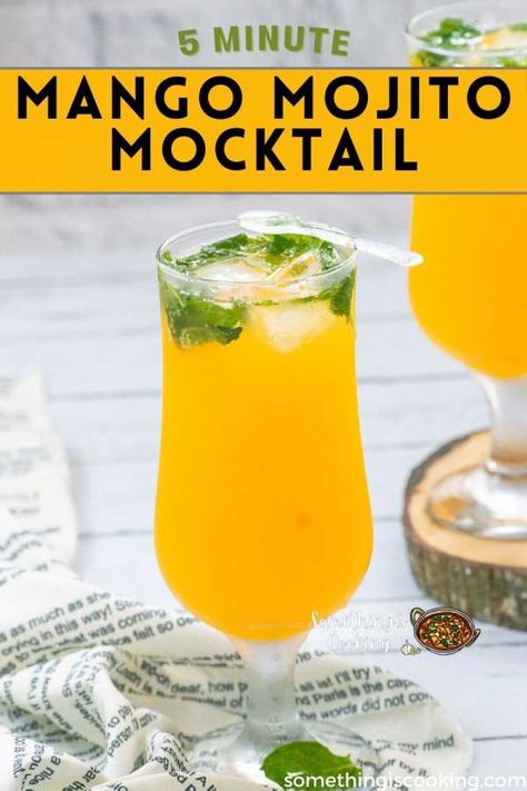 Mango Mojito Mocktail | Easy Non Alcoholic Recipe Mocktail Easy, Mango Mojito Recipe, Summer Mocktail Recipes, Mojito Recept, Easy Mocktail Recipes, Mocktail Drinks, Mango Drinks, Mojito Mocktail, Mango Mojito