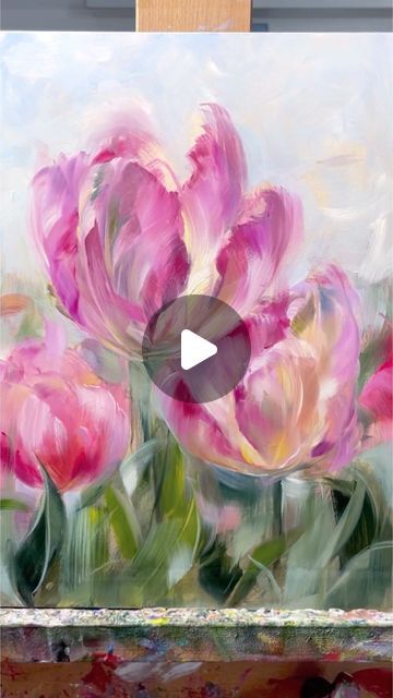 Paintings Of Tulips Acrylic, Tulip Flower Painting Acrylic, Tulips Abstract Painting, Tulip Bouquet Painting, Oil Painting Tulips Flower, Tulip Painting, Parrot Tulips, Spring Mood, Poppy Painting