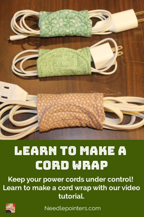 Diy Cord Wrap, Cord Holders Diy, Fabric Cord Holder, Fabric Gift Wrap How To Make, Cord Keeper Pattern, Phone Cord Wrap Diy, Cord Wrap Diy, Charger Cord Wrap, Unique Sewing Projects