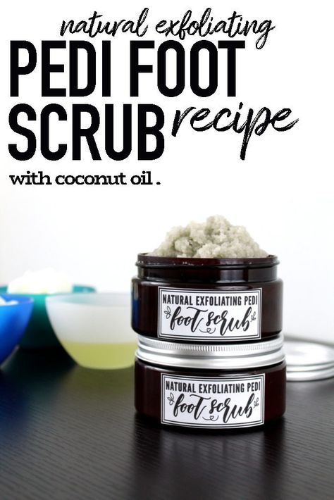 Pedi Foot Scrub Recipe with Coconut Oil. Natural foot care recipe for healthy looking skin. This super exfoliating pedi foot scrub recipe with coconut oil will leave your feet feeling like you just had a professional spa pedicure! Made with all natural ingredients, this pedi foot scrub DIY exfoliates with fine sea salt and pumice. It then hydrates skin with shea butter and coconut oil for softer, smoother feet with every use! A natural clean beauty recipe for your natural skin care routine. Best At Home Pedicure, Diy Foot Scrub Recipes, Diy Pedi, Foot Scrub Recipe, Natural Skincare Recipes, Coconut Oil Soap, Diy Pedicure, Coconut Oil Recipes, Spa Pedicure