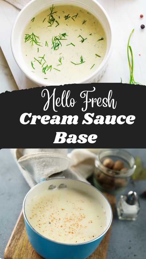 Elevate your cooking with this versatile cream sauce base recipe from Hello Fresh! Velvety smooth and rich in flavor, it's the perfect complement to pasta, chicken, seafood, and more. Get ready to impress your taste buds! Fresh Kitchen Creamy White Ginger Sauce, Lemon Basil Cream Sauce Recipe, Hello Fresh Cream Sauce Base Recipe, White Cream Sauce For Fish, Lemon Cream Sauce For Fish, Basic Cream Sauce, Cream Sauce Base Hello Fresh, Cream Sauce Base, Sauce With Heavy Cream