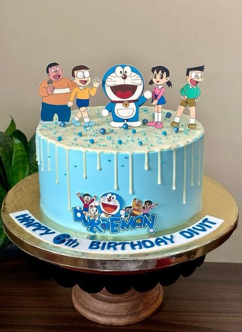 Facebook Doremon Birthday Decoration, Doraemon Theme Cake, Doraemon Cake Designs, Doremon Cake Designs, Cake Designs Birthday Kids Boy, Simple Cake Designs For Boys, Cartoon Theme Cake, Album Cake, Doraemon Cake