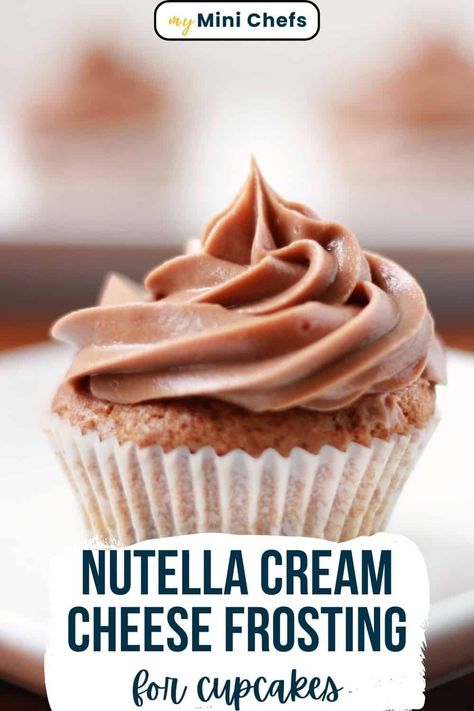 Nutella Buttercream Frosting is a delicious icing made with hazelnut Nutella, butter and cream cheese. It turns out sweet and delectable and makes a wonderful frosting for a variety of cupcakes. Cream Cheese And Nutella Recipes, Hazelnut Cream Cheese Frosting, Hazelnut Icing, Nutella Frosting Recipe, Patriotic Bundt Cake, Nutella Cream Cheese Frosting, Nutella Icing, Nutella Buttercream Frosting, Marshmallow Frosting Recipes