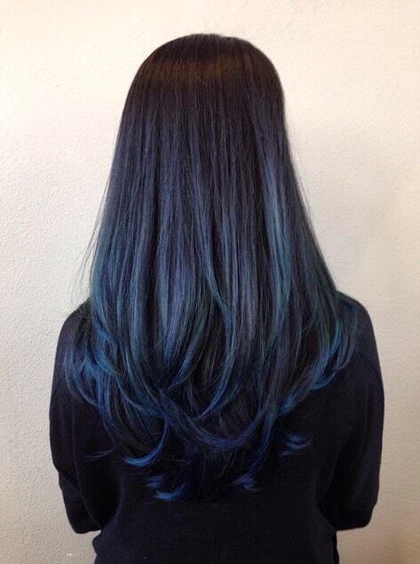 hair Best Ombre Hair, Plum Hair, Dip Dye Hair, Blonde Tips, Hair Tint, Haircut Long, Coloured Hair, Hair Dark, Blue Highlights