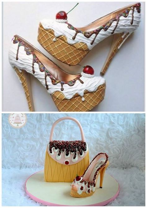 Stiletto Cupcakes, Shoe Bakery, Food Fashion Design, Dessert Fashion, Cake Shoes, Chapelle Roan, Custom Heels, Fake Shoes, Funny Shoes