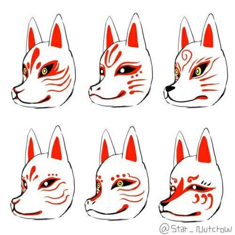 Kitsune Markings, Fox Markings, Kitsune Mask Drawing, Kitsune Makeup, Yokai Mask, Fox Mask Kitsune, Fox Yokai, Mask Reference, Fox Masks