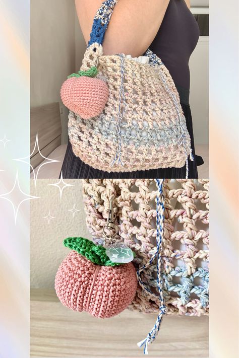 crochet peach keychain Crochet Peach, Charm Aesthetic, Aesthetic Keychain, Keychain Kawaii, Juicy Peach, Kawaii Bag, Crochet Keychain, Cute Crochet, Cotton Yarn