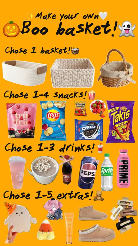 ✨Make your own boo basket using this stuff!🧡 Boo Basket, Basket Uses, Christmas Gift Baskets, Basket Ideas, Halloween Fun, Gift Baskets, Dark Chocolate, Oreo, Make Your Own